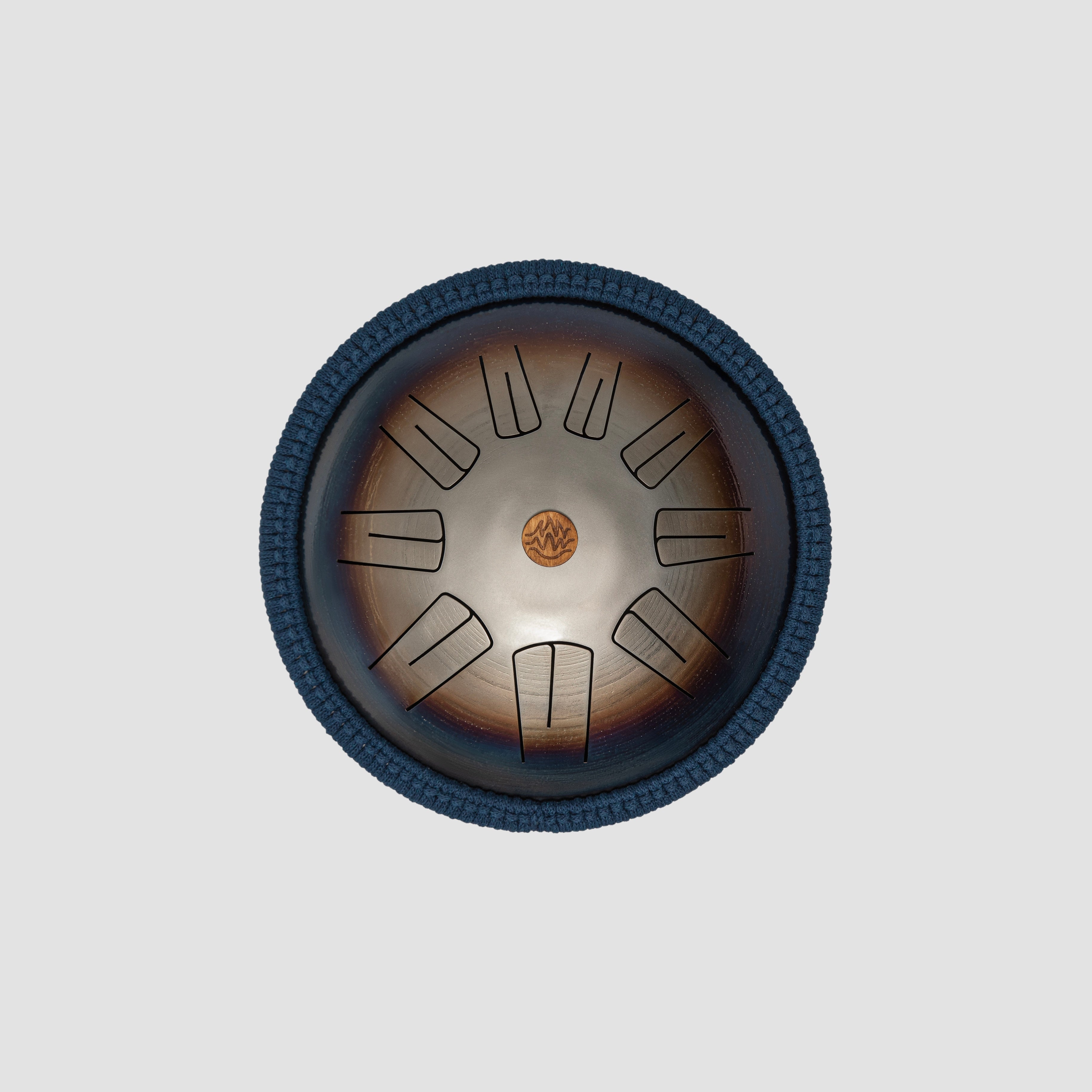 Steel tongue drum Spark model detailed general view on light background