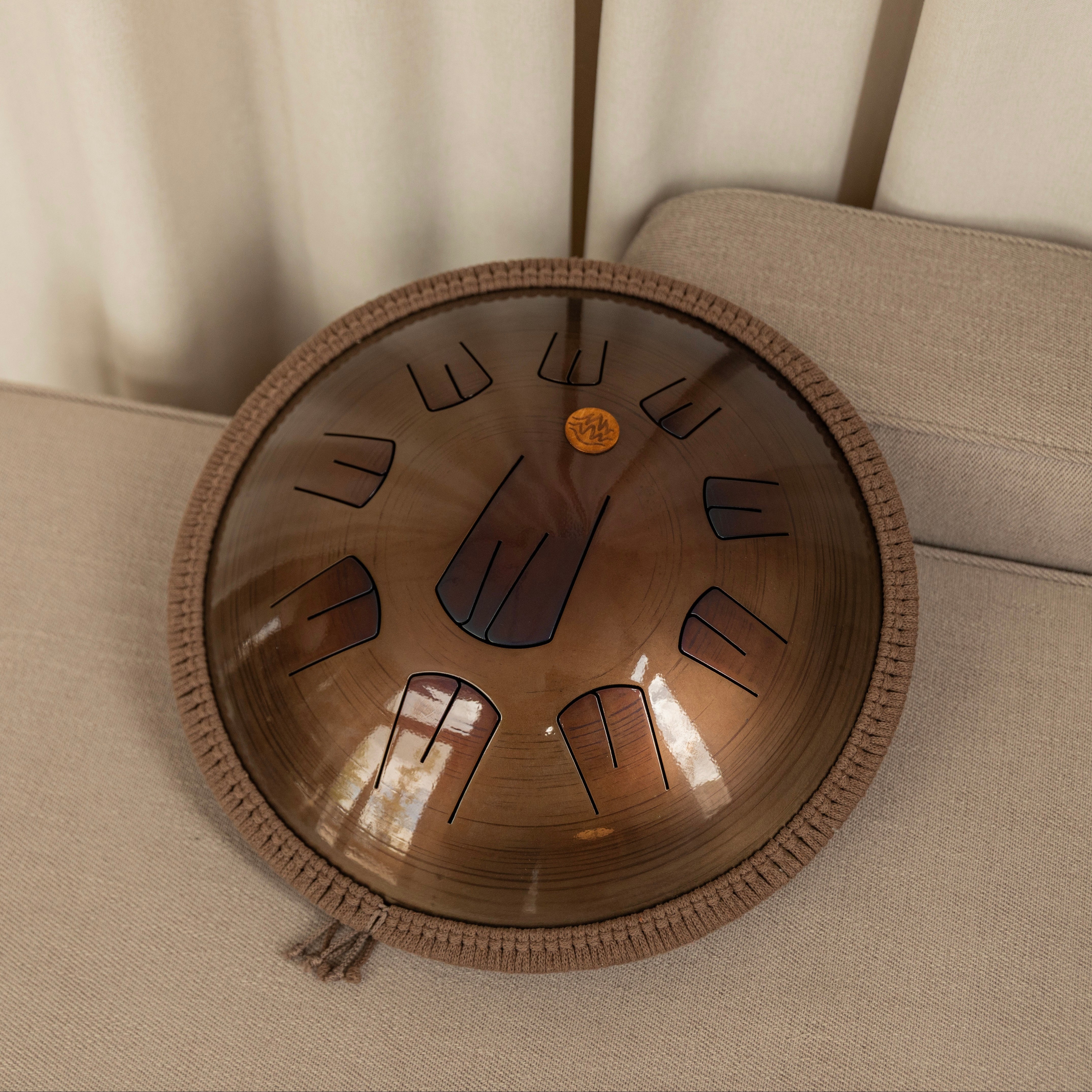 Burning27 Ember Series steel tongue drum, 16-inch (40-cm) handmade model in Golden Amber color